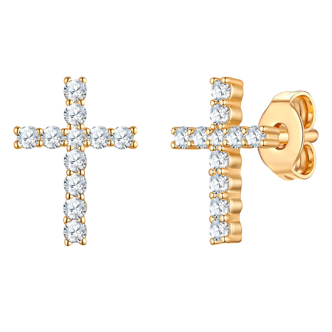 Ohrstecker gelbgold Zirkonia weiß