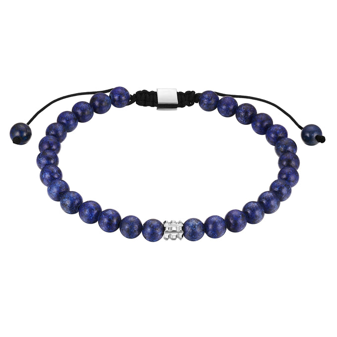 Armband Edelstahl Lapislazuli blau Textil (schwarz)