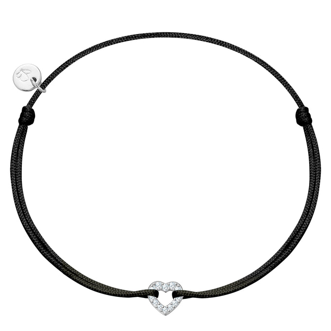Armband Sterling Silber Textil (schwarz) Zirkonia weiß
