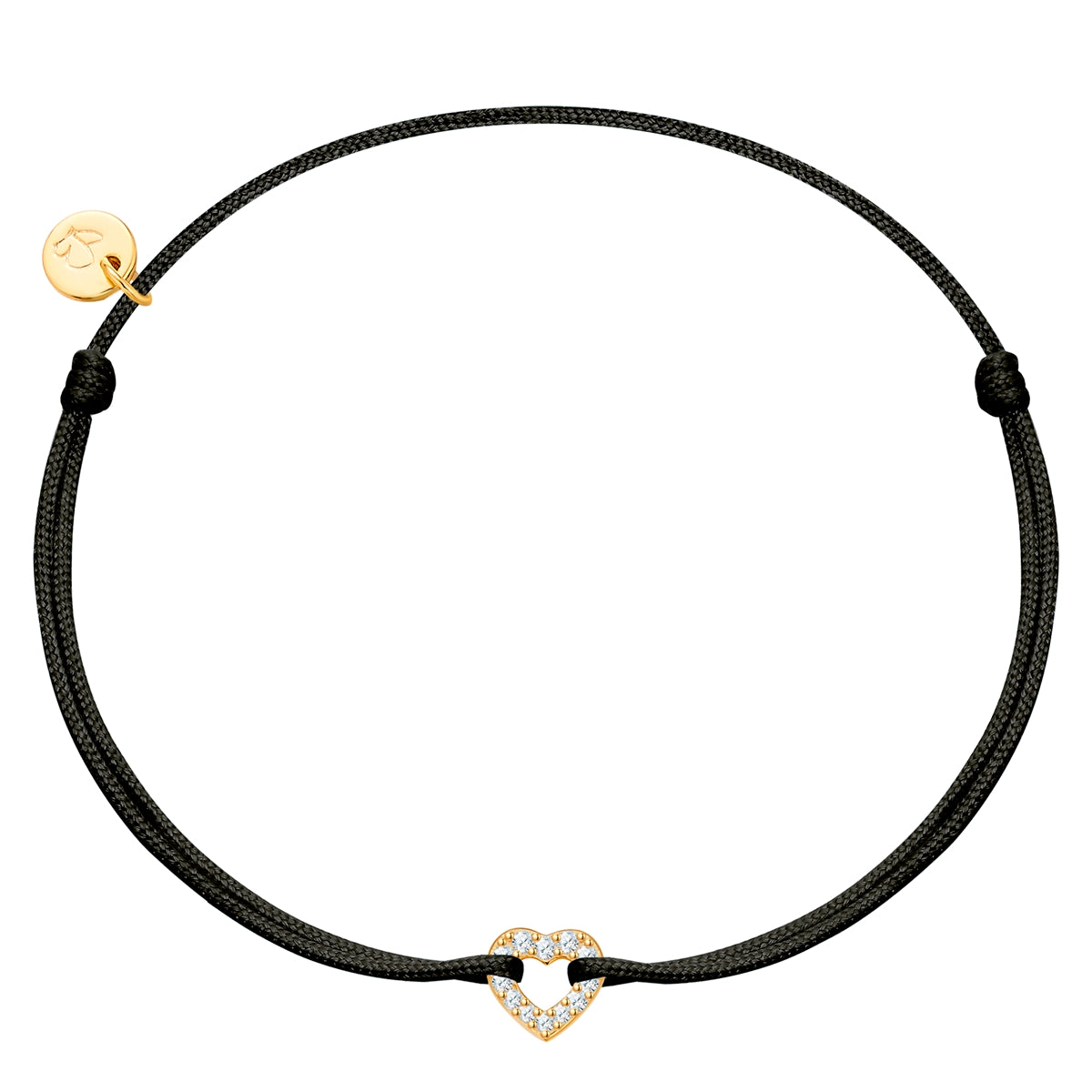 Armband Sterling Silber gelbgold Textil (schwarz) Zirkonia weiß