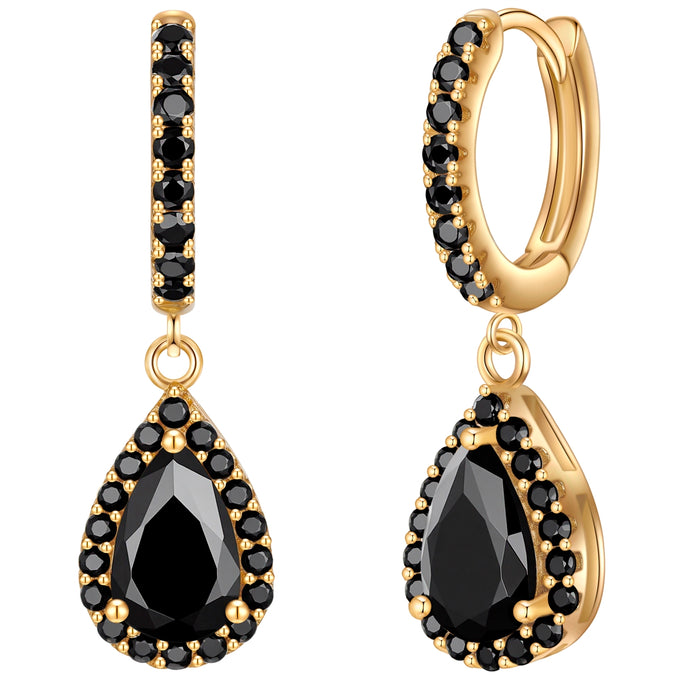 Creolen Sterling Silber gelbgold Zirkonia schwarz