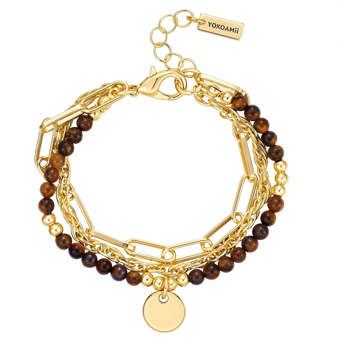 Armband gelbgold Naturstein tigerauge