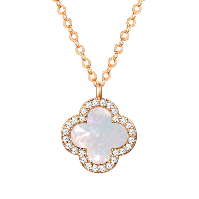 Kette mit Anhänger gelbgold Zirkonia weiß Perlmutt weiß