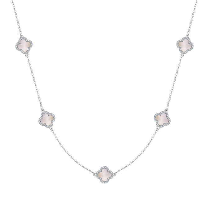 Kette mit Anhänger Zirkonia weiß Perlmutt weiß