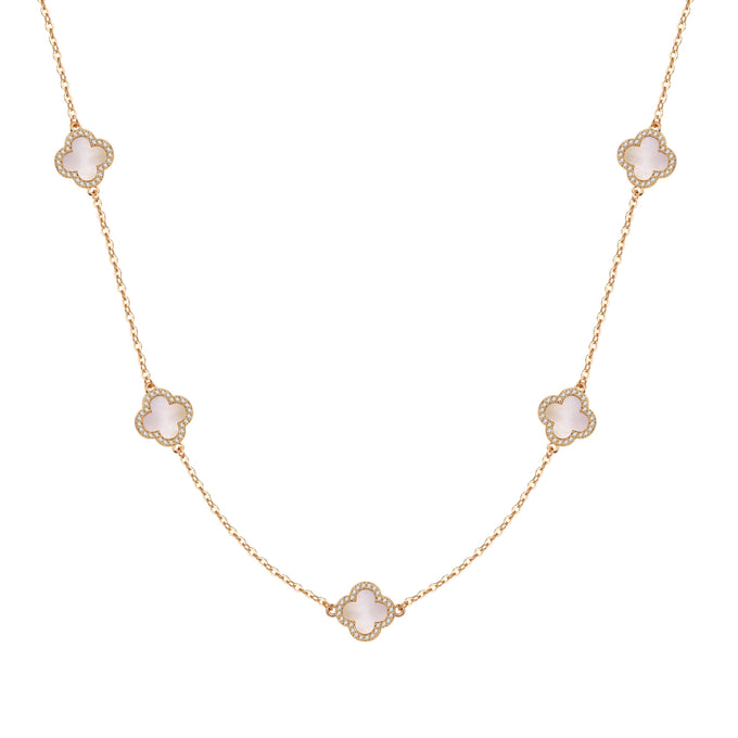 Kette mit Anhänger gelbgold Zirkonia weiß Perlmutt weiß