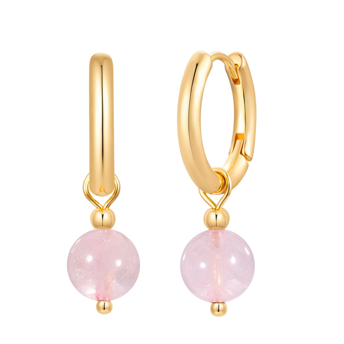 Creolen gelbgold Naturstein rosa
