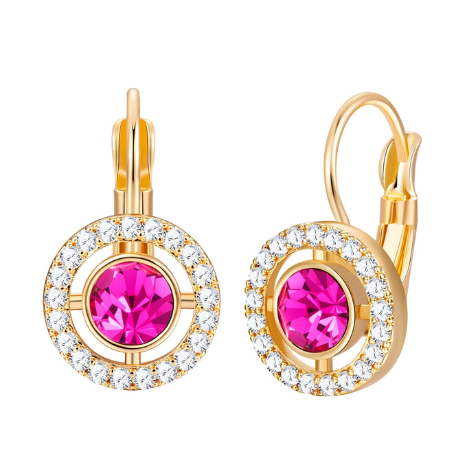 Ohrhänger gelbgold Zirkonia weiß Glaskristall pink