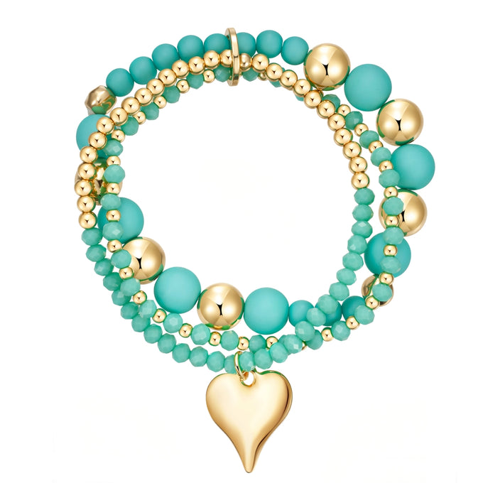 Armband gelbgold Glas türkis