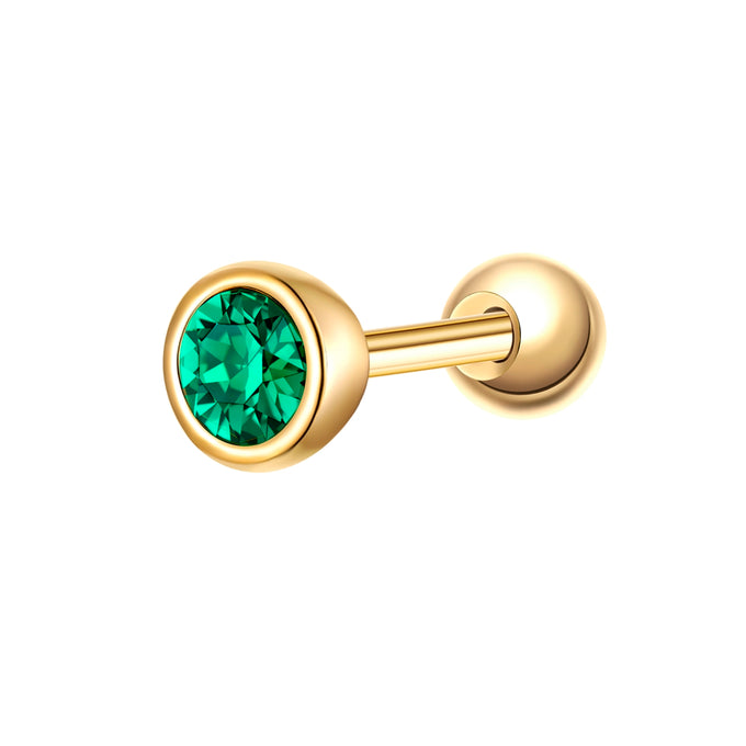 Piercing Sterling Silber gelbgold Zirkonia grün