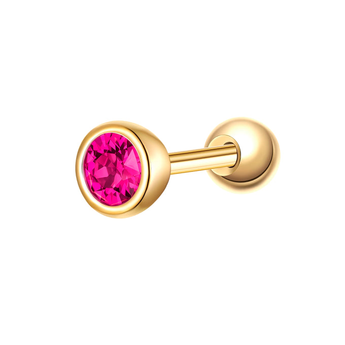 Piercing Sterling Silber gelbgold Zirkonia rot
