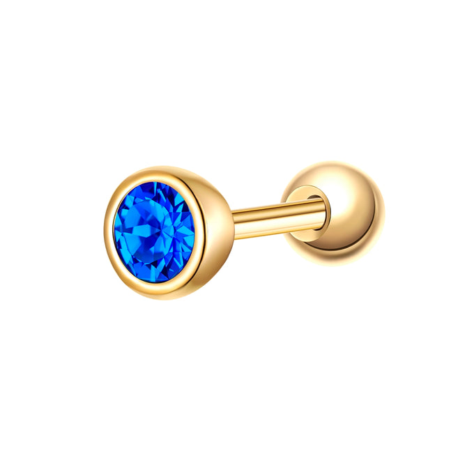 Piercing Sterling Silber gelbgold Zirkonia dunkelblau
