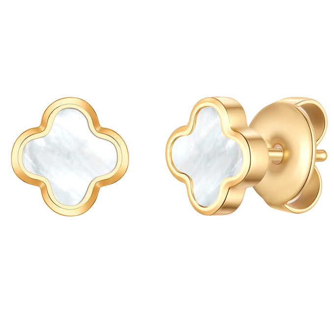 Ohrstecker Edelstahl gelbgold Perlmutt weiß