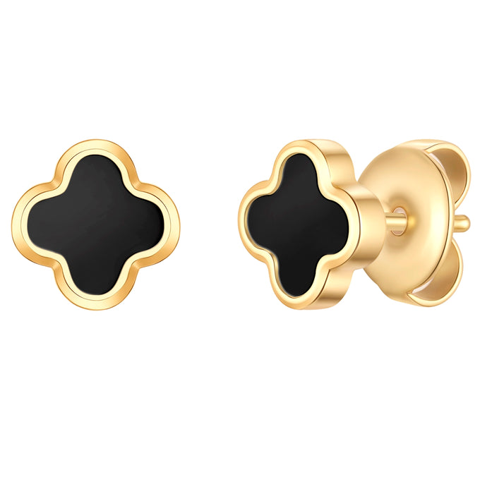 Ohrstecker Edelstahl gelbgold Achat schwarz