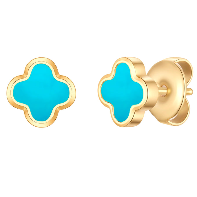 Ohrstecker Edelstahl gelbgold Türkis (synth.)