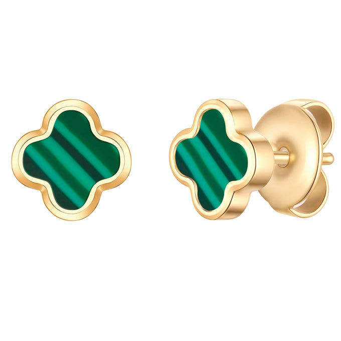 Ohrstecker Edelstahl gelbgold Malachit (synth.) grün