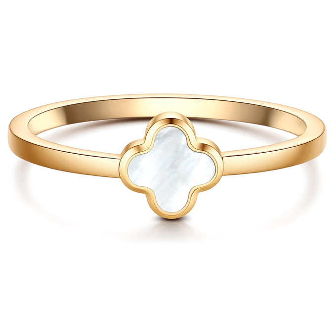 Ring Edelstahl gelbgold Perlmutt weiß