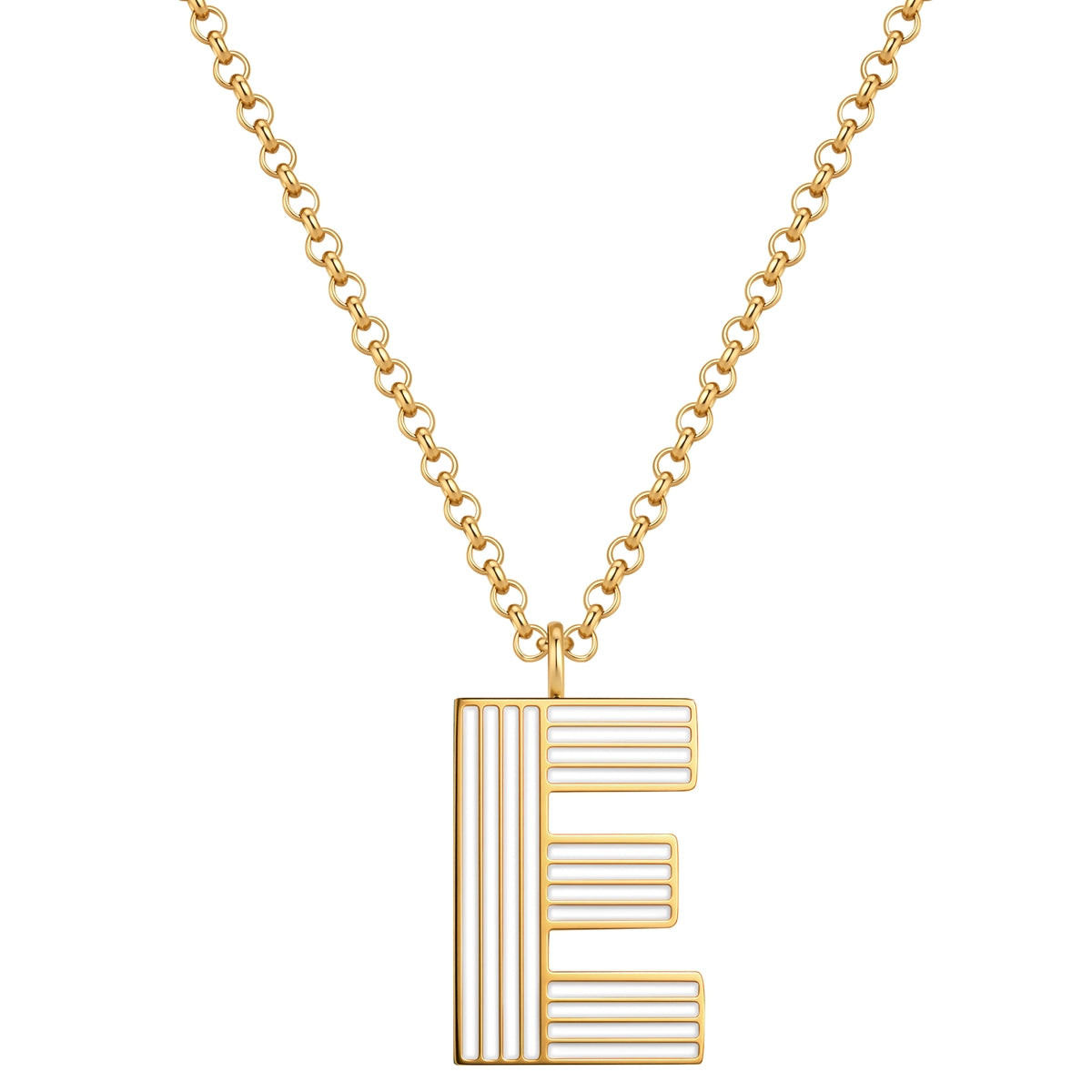 Kette mit Anhänger Edelstahl gelbgold Emaille weiß