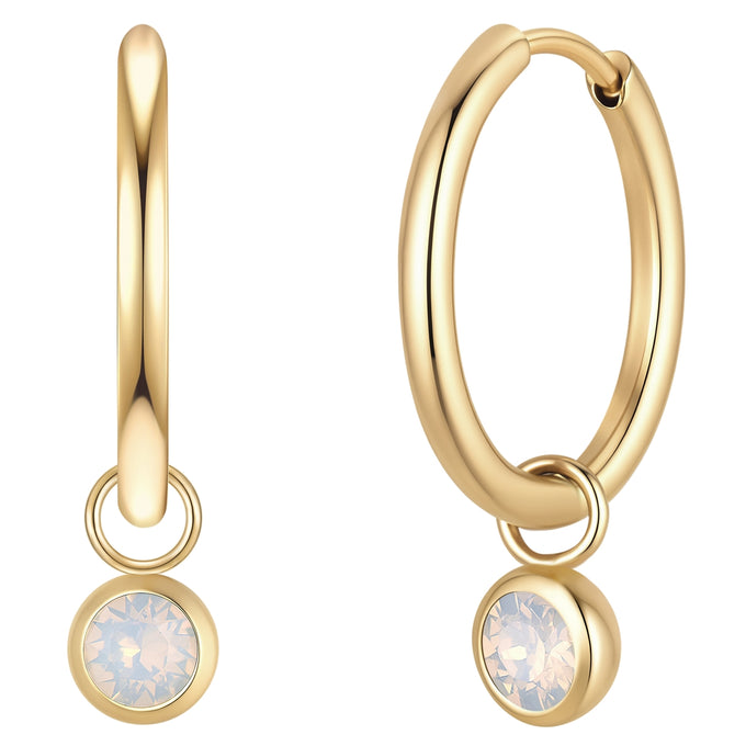 Creolen Edelstahl gelbgold Kristalle von Swarovski Opal