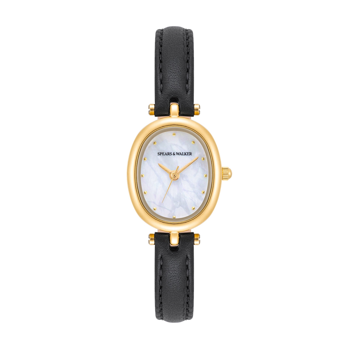 Damen Quarzuhr gelbgold Echtleder schwarz