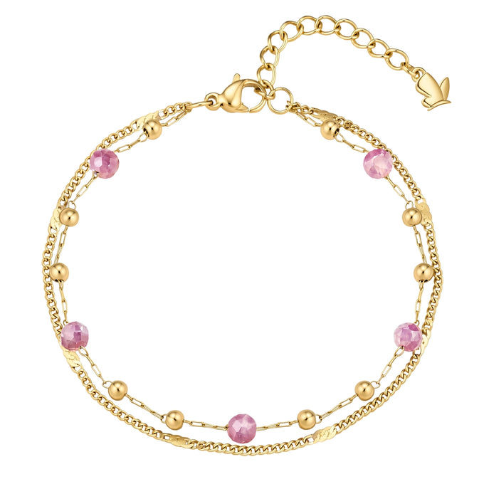 Armband Edelstahl gelbgold Turmalin rosa