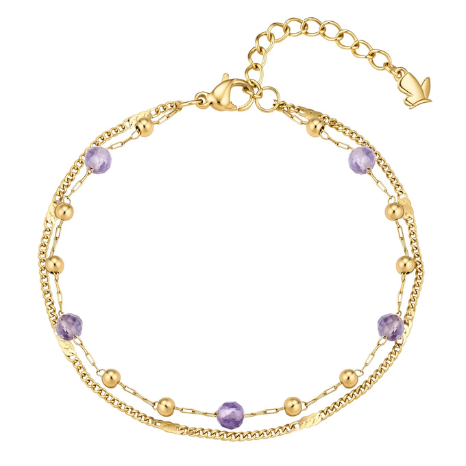 Armband Edelstahl gelbgold Amethyst