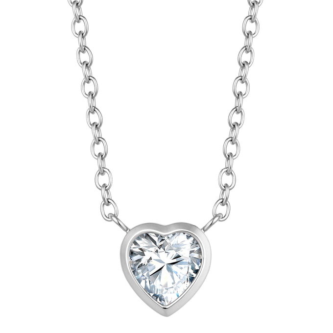 Kette mit Anhänger Edelstahl Zirkonia weiß
