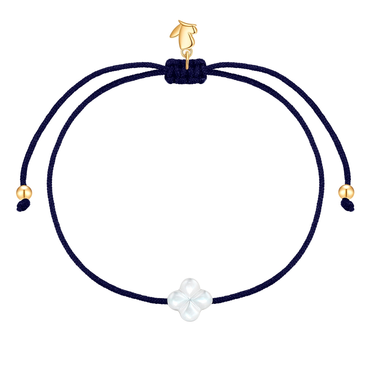 Armband Edelstahl gelbgold Textil (blau) Perlmutt