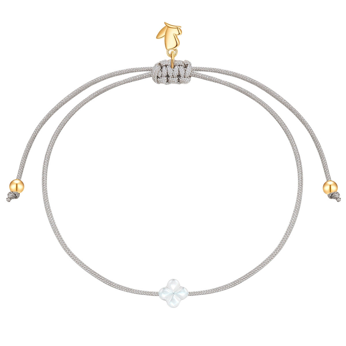 Armband Edelstahl gelbgold Textil (grau) Perlmutt