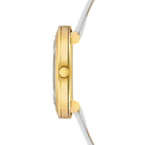 Damen Quarzuhr gelbgold Echtleder creme-weiß