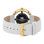 Damen Quarzuhr gelbgold Echtleder creme-weiß