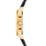Herren Chronograph gelbgold Echtleder schwarz