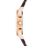 Herren Chronograph roségold Echtleder dunkelbraun