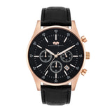 Herren Chronograph roségold Echtleder schwarz
