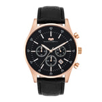 Herren Chronograph roségold Echtleder schwarz