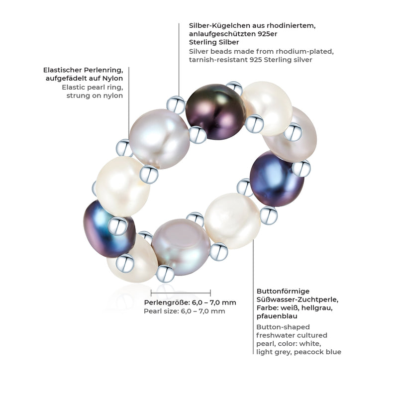 Ring Sterling Silber Süßwasser-Zuchtperle multicolor
