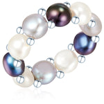 Ring Sterling Silber Süßwasser-Zuchtperle multicolor