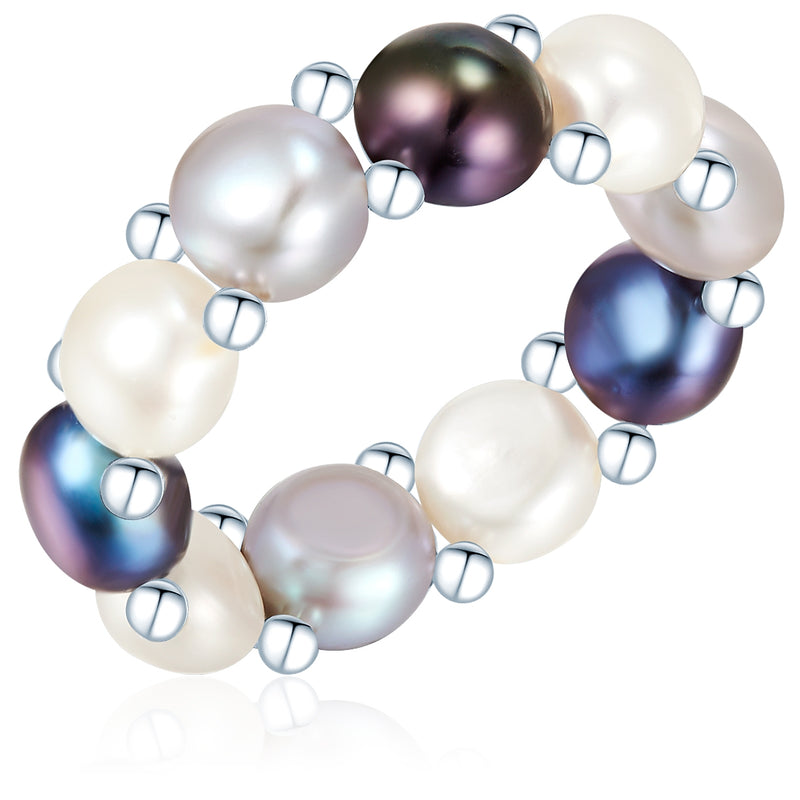 Ring Sterling Silber Süßwasser-Zuchtperle multicolor