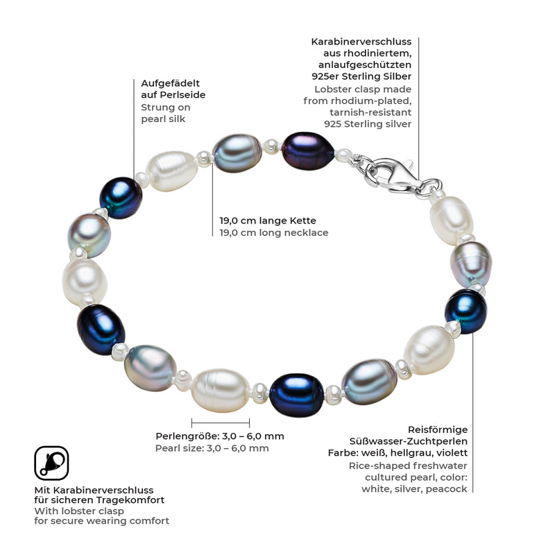 Armband Süßwasser-Zuchtperle multicolor