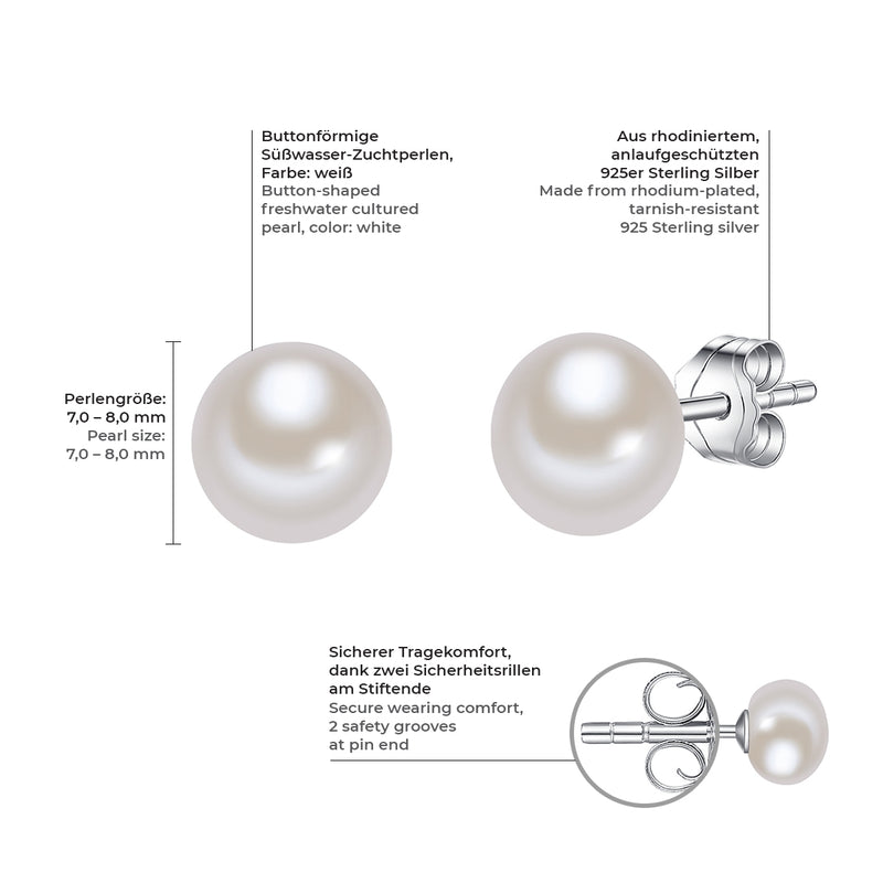 Ohrstecker Sterling Silber Süßwasser-Zuchtperle weiß
