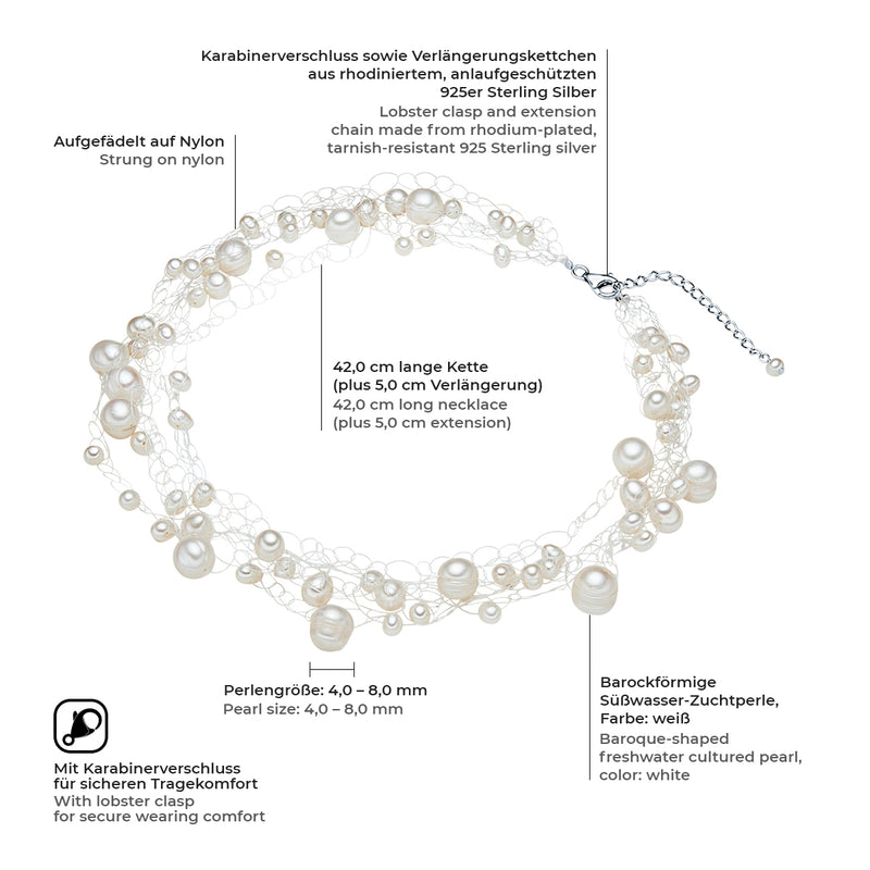 Kette Sterling Silber Süßwasser-Zuchtperle weiß