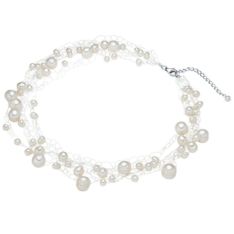 Kette Sterling Silber Süßwasser-Zuchtperle weiß
