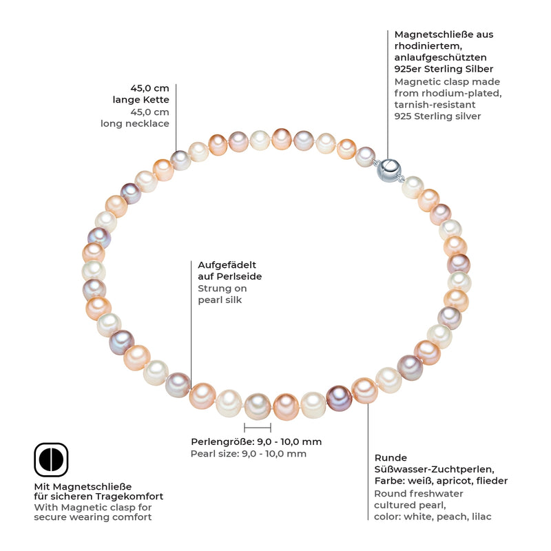 Kette Sterling Silber Süßwasser-Zuchtperle multicolor