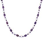 Kette Süßwasser-Zuchtperle weiß Amethyst
