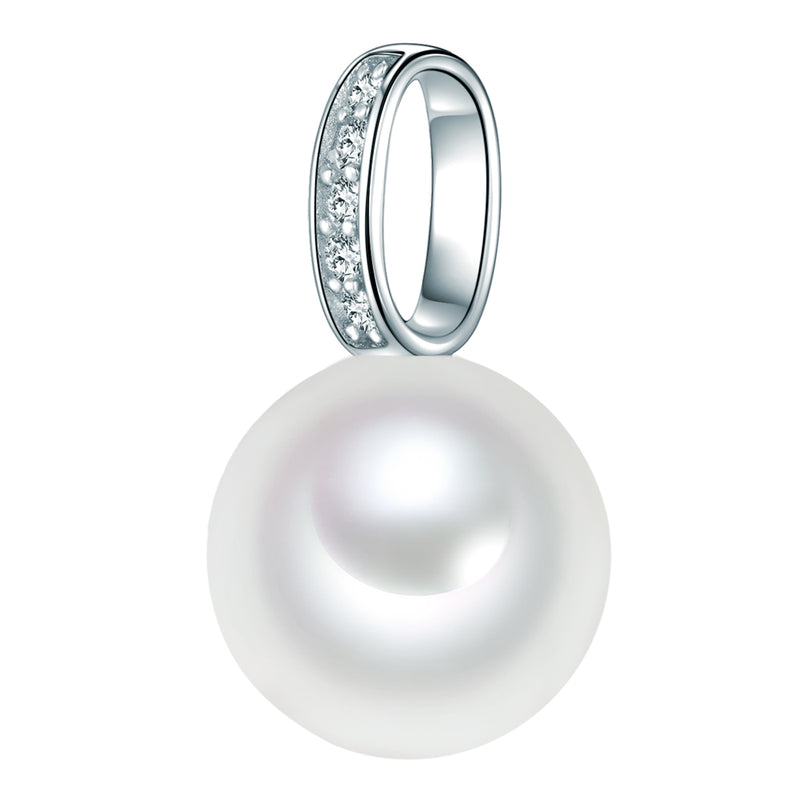 Anhänger Sterling Silber Südsee-Muschelkernperle weiß Zirkonia weiß