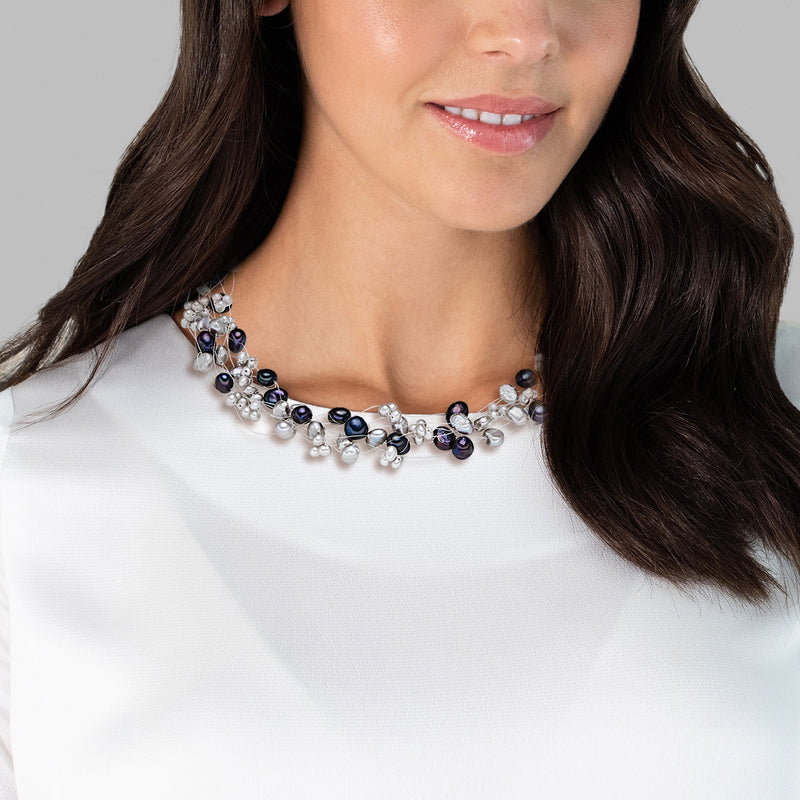 Kette Sterling Silber Süßwasser-Zuchtperle multicolor