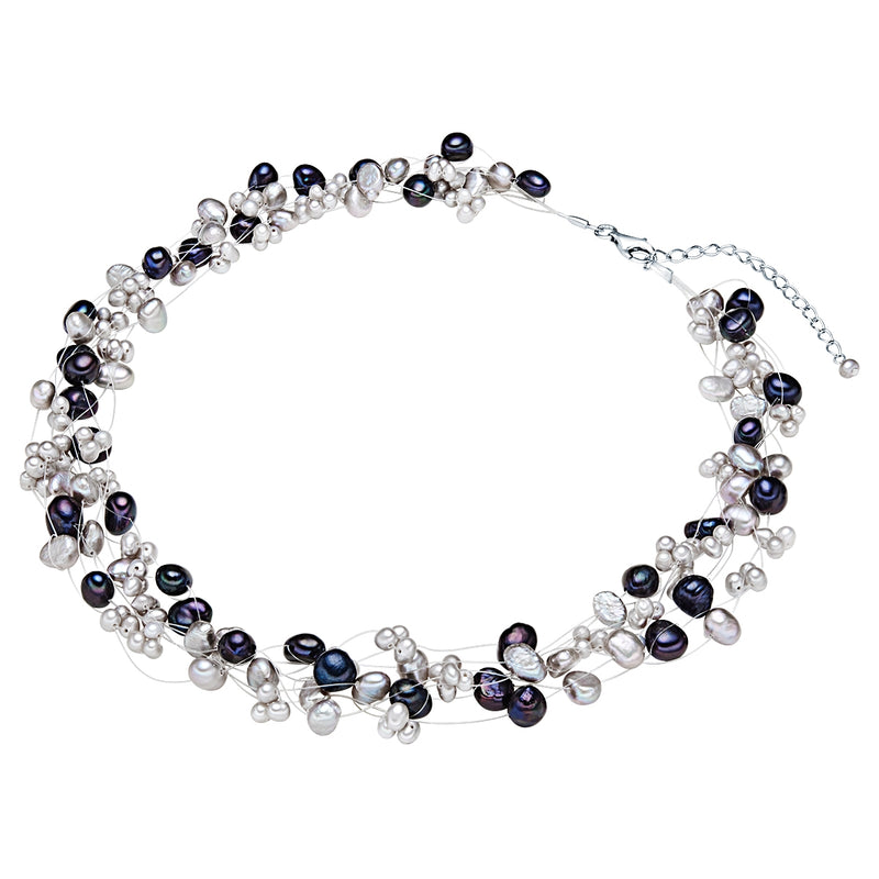 Kette Sterling Silber Süßwasser-Zuchtperle multicolor
