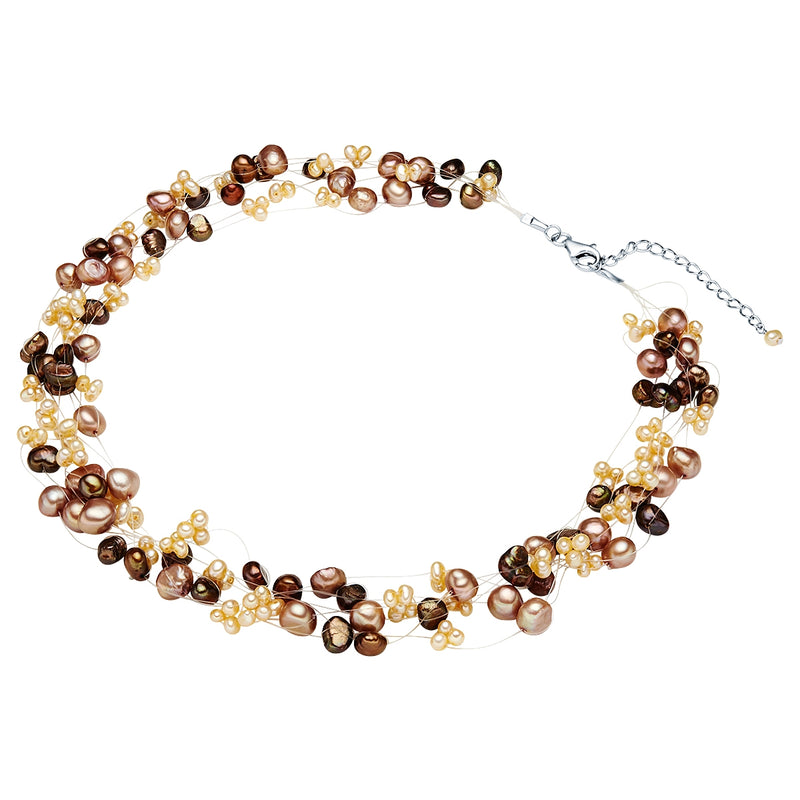 Kette Sterling Silber Süßwasser-Zuchtperle multicolor