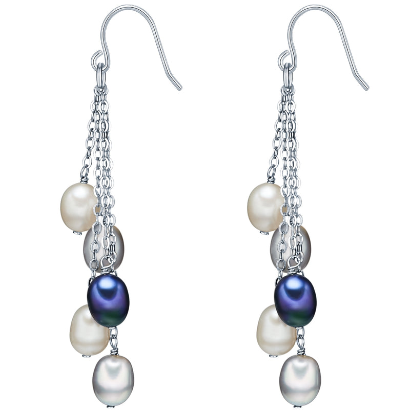 Ohrhänger Sterling Silber Süßwasser-Zuchtperle multicolor