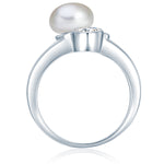 Ring Sterling Silber Süßwasser-Zuchtperle weiß Zirkonia weiß