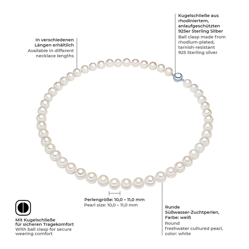 Kette Sterling Silber Süßwasser-Zuchtperle weiß